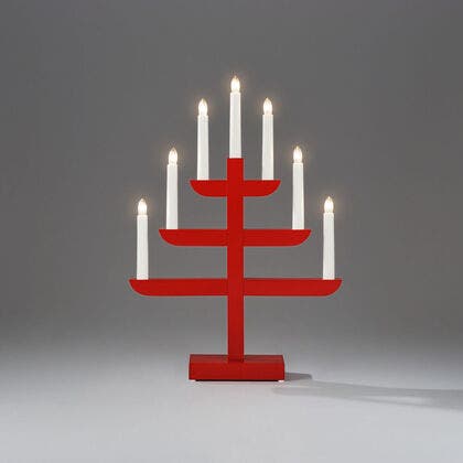 Elljusstake 7 lj trä röd