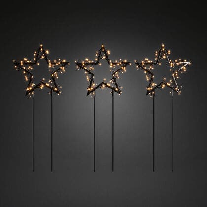 3xSvarta stjärnor på pinne,LED