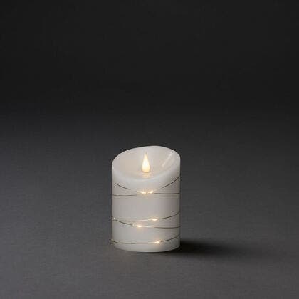 LED Echtwachskerze, weiss,