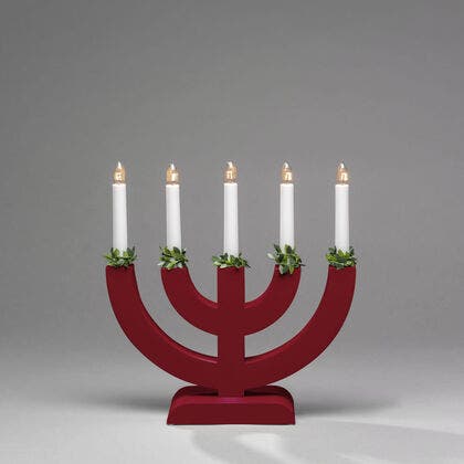 Kerzenleuchter, rot lackiert