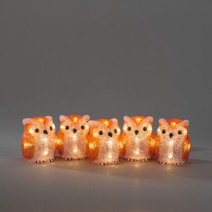 Akryl ugglefamilj 5/set 40LED