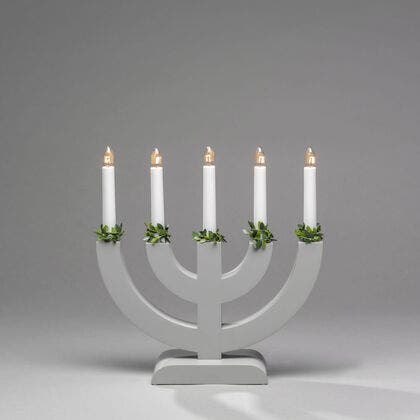 Kerzenleuchter, grau lackiert