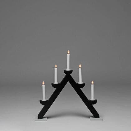 Holzleuchter, schwarz lackiert