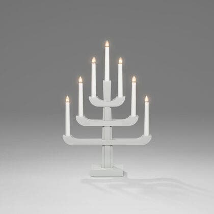 Elljusstake 7 lj trä grå