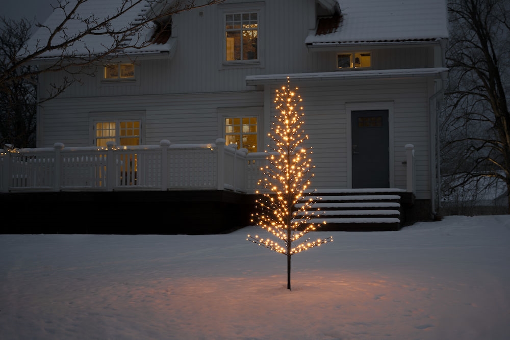 LED-Lichterbaum Schwarz Klein mit Glimmereffekt - Baum beleuchtet für Außen,  künstlicher Baum beleuchtet, Lichterbaum Glitzereffekt, Weihnachtsdeko für  den Garten, LED Lichterbaum Außen, LED-Baum, Lichtbaum
