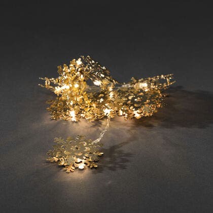 Slinga 10 guld snöflingor LED